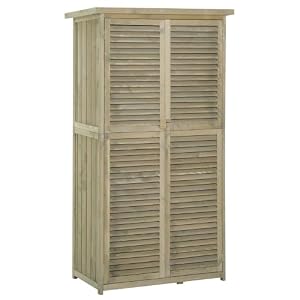 Outsunny Gartenschrank mit Asphaltdach Lamellentür Grau 87x46,5x160 cm