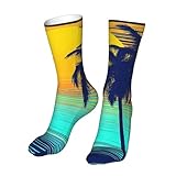 Oudrspo Calcetines divertidos y originales con estampado de palmeras para hombres, mujeres y adolescentes.