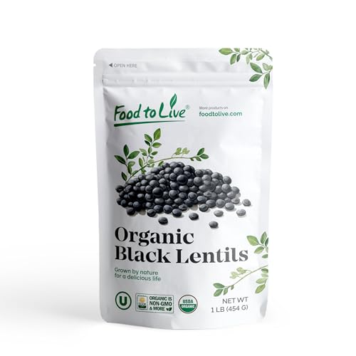 Food to Live Organic Black Lentils, 1 Pound – Non-GMO,