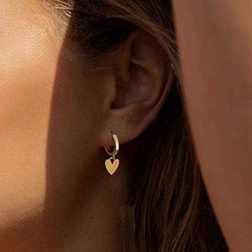 Gold Dainty Dangle Hoop Earrings for Women Small Huggie Hoop with Cubic Zirconia Cute Star Heart Butterfly 14K Gold Plated Earring Minimalist Jewelry3
