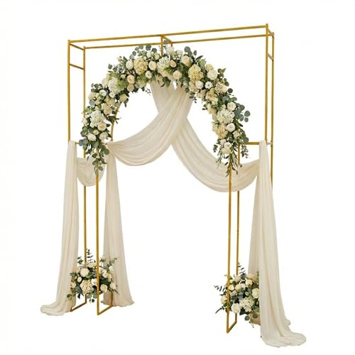7.9Ft Gold Metal Geometric Wedding Arch Flowers Frame Backdrop Stand,