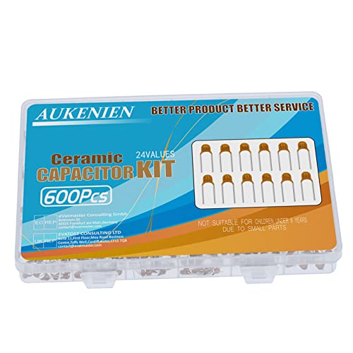 AUKENIEN 24 Wert 600 Stück Keramik Kondensator Set Kondensatoren Sortiment von 10pF bis 100nF Keramikkondensator Capacitor Kit