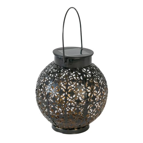Lanterne solaire en métal noir pour une ambiance cosy sur votre balcon