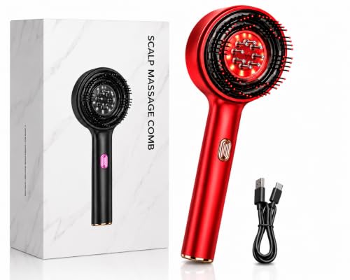 Electric 2026 Scalp Massager Brush with Oil Applicator and Red Light Therapy Head Massager Comb for Hair Growth Cordless & IPX7 Waterproof Head Massage Tool for Relaxation & Hair Care (Re