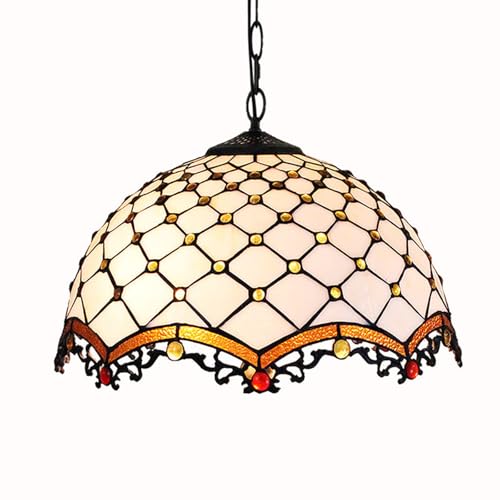 QAZXDRFG Crema di Lampada A Sospensione Tiffany Amber Ambra Macchiata Sospesa Europea Lampadario Mediterraneo retrò Illuminazione da 16 Pollici per Soggiorno Tiffany Lamp 15.7in/40cm QAZXDRFG Crema di Lampada A Sospensione Tiffany Amber Ambra Macchiata Sospesa Europea Lampadario Mediterraneo retrò Illuminazione da 16 Pollici per Soggiorno Tiffany Lamp 15.7in/40cm