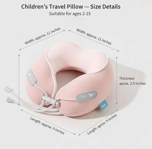 Image of Kids Travel Pillow - Memory Foam Soft Airplane Neck Pillow for Head Neck Support,Compact Design with Hard Case,for Airplane,Car,Home Recliner,or Toddler Travel Support (Kids Pillow-Pink)