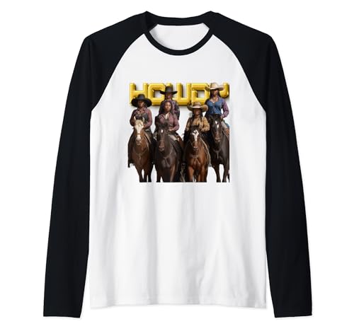 Nero Cowgirl Western Rodeo Melanina BlackHistory Texas howdy Maglia con Maniche Raglan