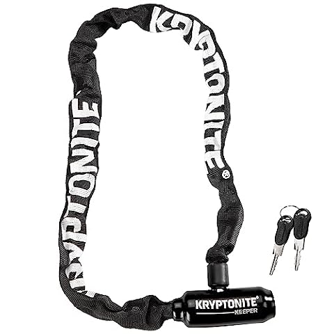 Kryptonite Keeper 585 zintegrowany zamek łańcuchowy – 85 cm, stopień bezpieczeństwa 4/10, zabezpieczenie antykradzieżowe do rowerów – z łańcuchem stalowym 5 mm i 2 kluczami – kolor czarny