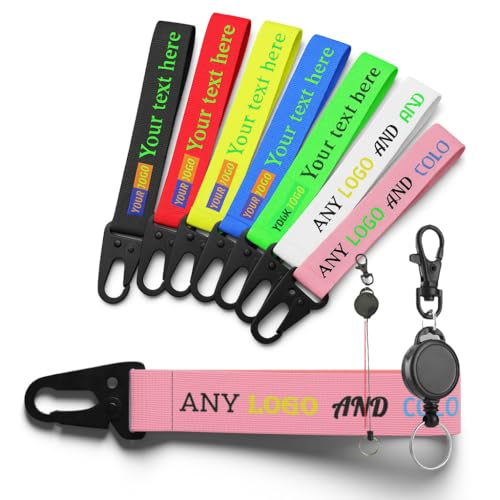 Porte-clés en tissu personnalisable avec logo et texte – 8 couleurs vives, mousqueton robuste, pour clés, sacs, cadeaux ou accessoires personnalisés (PINK)