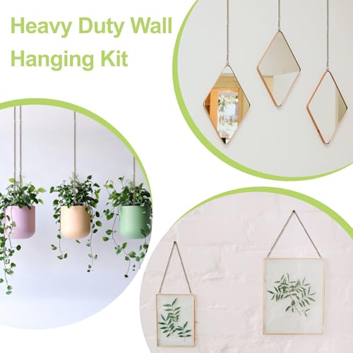 Image of Picture Hanging Kit with 4Pcs 1M Picture Hanging Chains & 12Pcs Hooks, Heavy Duty Metal Display Chain for Photo Frames Artworks Mirror(Bronze)