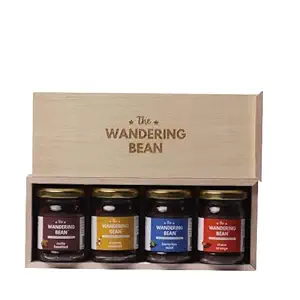 The Wandering Bean Coffee Hamper, Assorted Flavoured Coffees Set of 4 (Hazelnut, French Vanilla, Creamy Caramel, Tropical Coconut, 40g X 4 Jars) Gift Festive- Best Gift Hamper