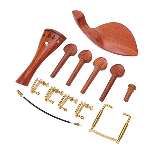 Kinnhalter aus Holz Jujube, Zubehör für Violine, Kinnhalter für Violine, Komplettes Professionelles Jujube-Holz, Wangenstütze für Violine mit Wirbeln, Schwanzpfosten, Saitenhalterschraube Cover