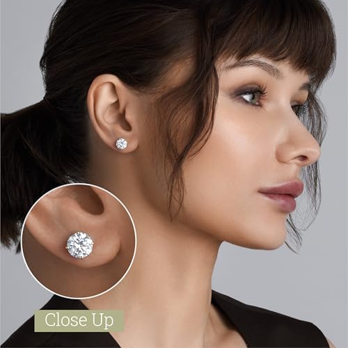 Gilded IGI Certified Lab-Grown Diamond 14KT White Gold and Yellow Gold Stud Earrings for Women| Hypoallergenic Fine Gold Jewelry | 4-Prong Basket, Screw Back Nut | VSI1 Clarity, E-F Color, Round Cut and Princess Cut | 1-2-3 Carat Total Weight3