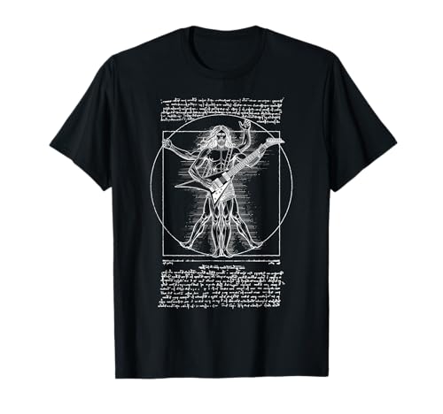 Guitarrista de Vitruvio Hombre Guitarrista Leonardo Da Vinci Camiseta