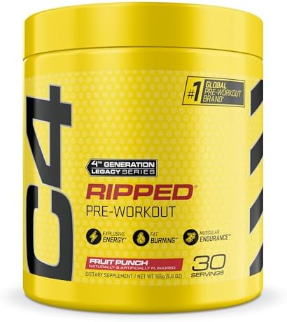 C4 Ripped Pre Workout for Men & Women, Fruit Punch, 30 Servings