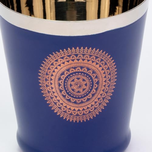 Image of JISCOVERY Stainless Steel Printed Glasses Set of 6 for Water, Milk, Lassi & Juice| Serving Glass Set| Designer Glass Tumblers| Capacity- 300 ML (Each) (Blue, Bucket)