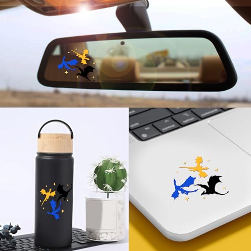 Image of Set 2Pcs Dragons Fly Rearview Mirror Decal Funny Fourth Wing Bookish Meme Car Decals Water Bottle Window Sticker Vinyl Waterproof 2,3x2 Inches Decal New Car Accessories Gift for Girl Mom Dad Friend