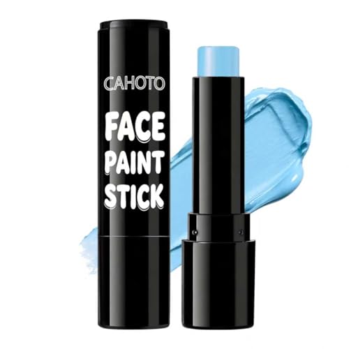 CAHOTO Light Blue Face Body Paint Stick Eye Black Football Baseball Sports Full Coverage Vegan Oil Based Halloween Makeup Stick for Corpse Bride Avatar Sally Mermaid SFX Cosplay 0.12oz