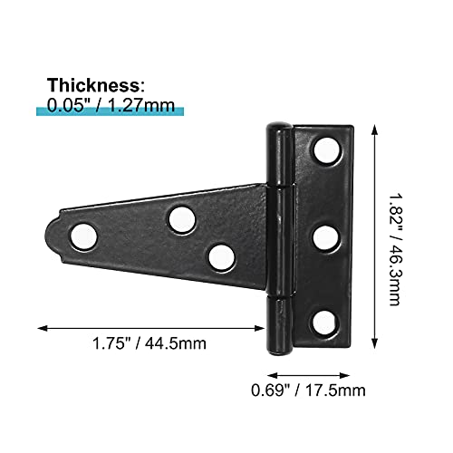Rierdge 6 Pcs 2 Inch T Strap Hinges, Black Heavy Duty Tee Hinge With Screws, Carbon Steel Strap Hinge For Barn Door Fences Cabinet Gate Shutter (Galvanized Rustproof) #TOP1