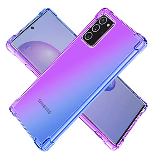 KOARWVC Case for Galaxy Note20 Case, Samsung Note 20 SM-N980F Case, Crystal Clear Case Gradient Slim Anti Scratch TPU Shockproof Protective Phone Cases Cover for Samsung Galaxy Note20 Purple/Blue