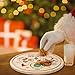 JarThenaAMCS Santa Cookie Plate Round Christmas Wooden Treat Board Xmas Eve Plate Platter Mat Natural Wood Serving Tray for Winter Party Holiday Decoration Supplies