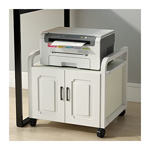 Soporte para impresora debajo del escritorio con carrito de almacenamiento para impresora rodante para oficina en casa, fotocopiadora, escáner, estante con archivadores y 4 ruedas