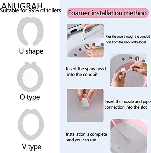 Anugrah Sitz Bath Toilet Seat with Flusher, Folding Sitz Bath Tub for Pregnant Women, Postpartum Care, Hemorrhoids Recovery, Vaginal/Anal Inflammation Treatment -Portable Perineal Soaking Basin