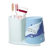 Lily's Home Kids Toothbrush Holder - 3D Shark Tumbler & Organizer Set - Fun Bathroom Storage Decor...