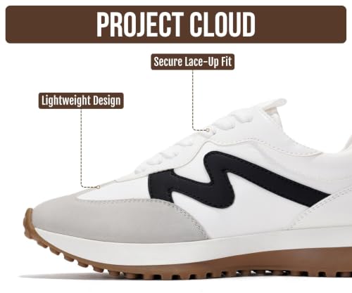 Image of Project Cloud Trendy Fashion Sneakers for Women 2026 - Memory Foam and Non-Slip Comfortable Casual Ladies Shoes for Womens Fashion Sneakers - Lightweight Lace-up Shoes (Lecco)
