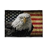 Eagle American Flag Flannel Reversible Sherpa Throw Blanket Fuzzy and Soft Fleece Bed Blanket