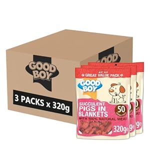 Good Boy Pigs in Blankets – Natural Dog Treats – Wheat Free Recipe – Bulk Box – 3 x 320g