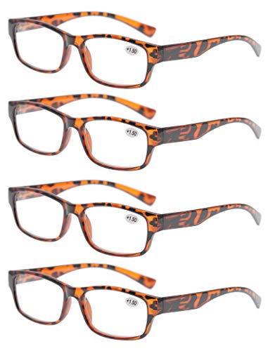 MODFANS 3-Pack Reading Glasses Men Women Readers with Spring Hinge&Pouch