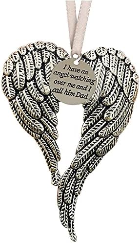 Christmas Ornaments Alloy Angel Wings, Memorial Hanging Pendant Personalize Ornaments for Loss of Loved One, A Piece of My Heart is in Heaven Souvenir Christmas Tree Ornament(B-dad)