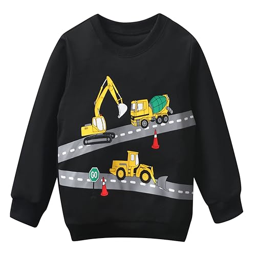 Image of Popshion Toddler Boys Sweatshirt Cotton Lightweight Kids Winter Warm Sweater Crewneck Pullover Tops
