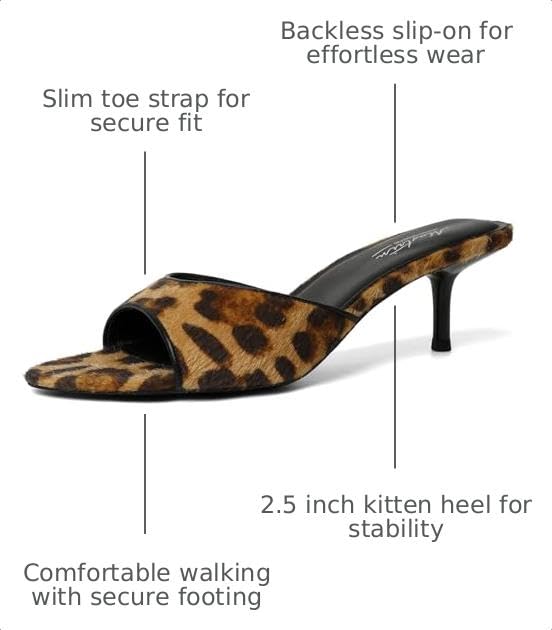 Mostrin Leopard Print Kitten Heels for Women Pointed Toe Vintage Mules Heels Sexy Slip on Stiletto Backless Sandals for Party Wedding Daily Size 6.5 by Mostrin - Used condition - Image 2