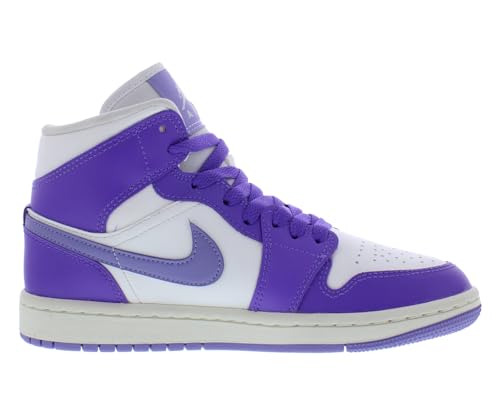 Image of Nike Air Jordan 1 Mid Womens Shoes Size 10, Color: Action Grape /Sky J Light Purple-Purple