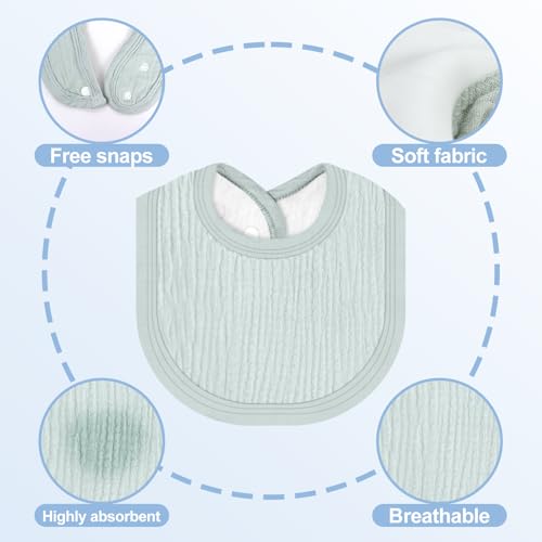 Muslin Baby Bibs 6 Pack for Unisex Girls & Boys, Adjustable Soft Cotton Baby Bibs for Drooling and Teething4