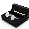 Personalised Cufflinks for Men Engraved Stainless Steel Cufflinks for Him Personalised Gifts for Dad Boyfriend Husband Best Man Usher Groomsman Anniversary Wedding with Gift Box (Clock) #4