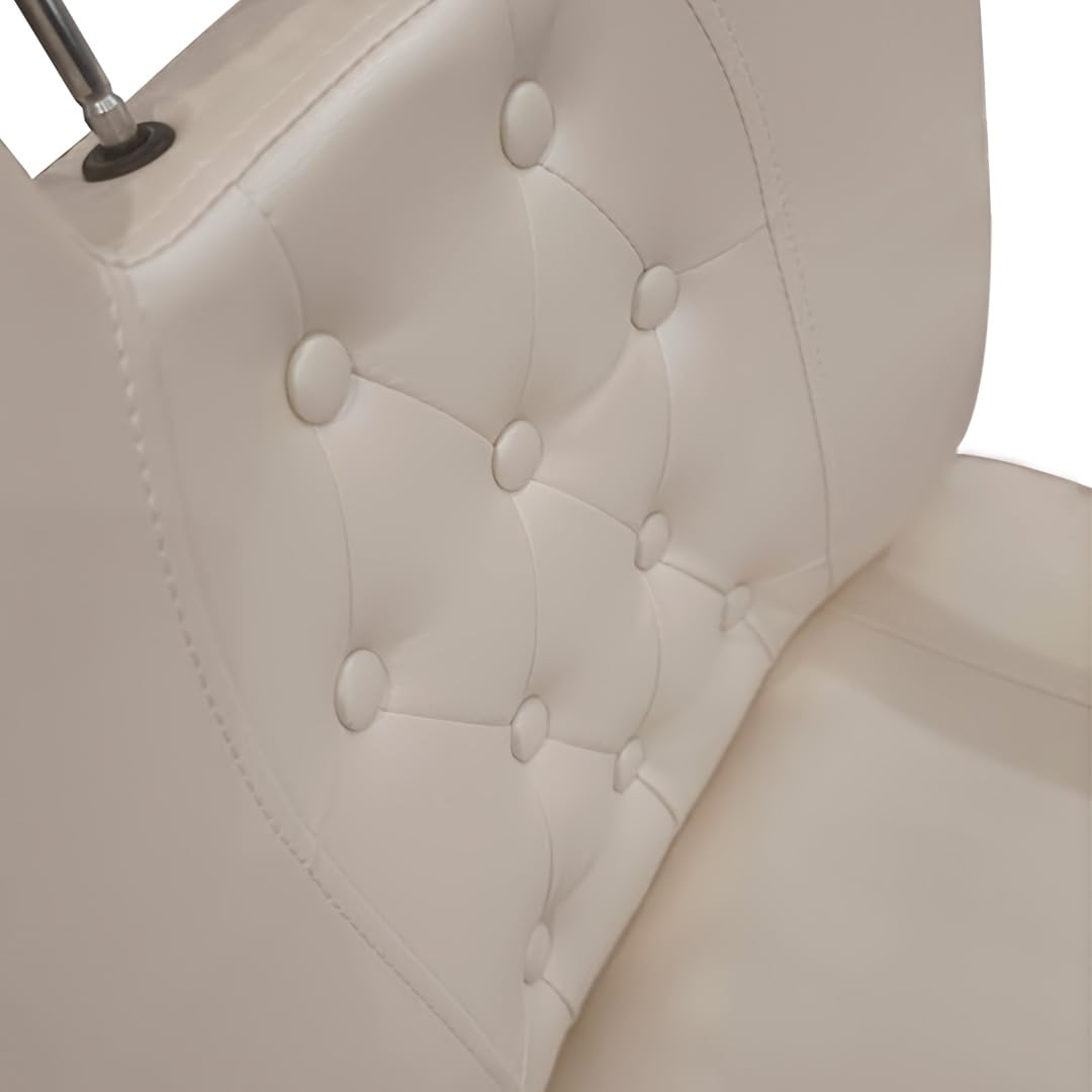 Poltrona da barbiere idraulica girevole a 360° reclinabile, in pelle PU impermeabile, colore bianco perla brillante, con poggiapiedi, multiuso per parrucchiere, trucco e tatuaggio