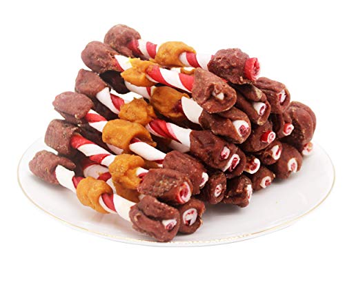 Pawant Dog Treats Training Snacks Triple Flavored Rawhide Dog Kabobs 1lb/454g
