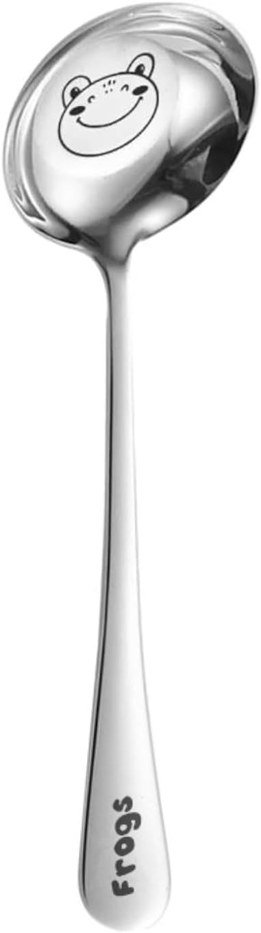 2PC-316 stainless steel round-headed flat-bottomed spoon household fresh and exquisite personality -316- little frog