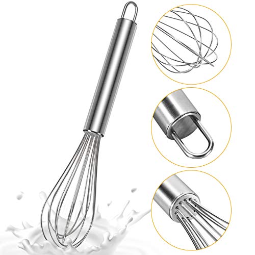 Foto von Gifort 4 Stücke Küchen Schneebesen Set, Drähten Ballonschneebesen Edelstahl mit 4 Messlöffeln, Eierschläger Manuell Küchenutensilien zum Kochen ，zum Rühren von Eiern Sauce Sahne Teig，18/20/25/30 cm