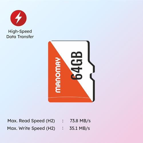 Image of Manomay 64GB Micro Memory Card, High Speed Storage Card for Smartphones, Tablets, Cameras (64 GB)