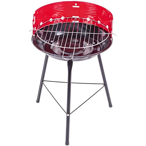 Ma Maison Barbecue Tondo a Carbone BBQ Treppiede Superficie di Cottura Ø 31,5 CM - Griglia Rotonda, in Metallo, Campeggio, Giardino, all'Aperto, Balcone, Brace - Portatile e Leggero