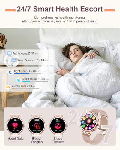 Image of Small Smart Watch for Women with Bluetooth Call, 1.27 inch Ladies Smart Watch,120+ Sports Modes Step Counter Fitness Watch, HR /BP /SpO2 Sleep Monitor, IP68 Waterproof Smartwatch for Android /iOS Silver