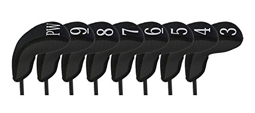 Stealth Hybrid Golf Club Head Cover Set of 8 - 10 Colors Available (Black)