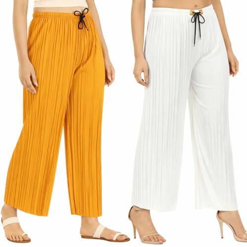 Image of Trendz Women's and Girls Cotton Blend Regular Fit Palazzo Pants | Set of 2