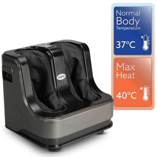 AGARO Rejoice Foot, Calf and Leg Massager with Lukewarm Heating and Vibration, 80W, 4 Motors, Rolling & Kneading Functions for Muscle Relaxation & Improving Blood Circulation (Grey) view 1