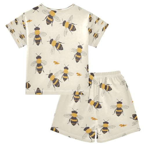 senya Short Sleeve Pajamas Sets Summer Cotton Sleepwear Bees Texture Vector2