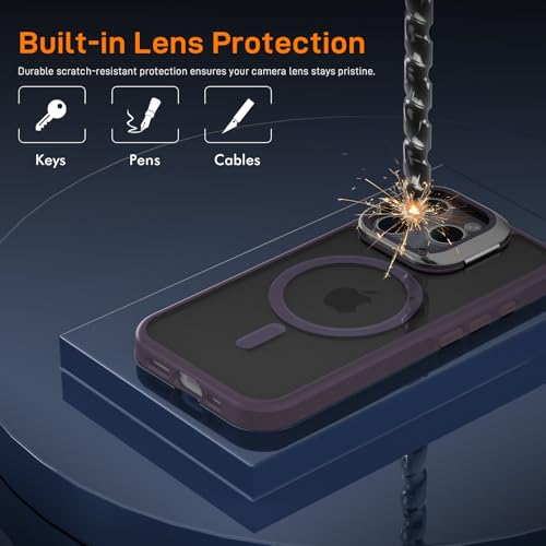 Housse iPhone 16 Pro premium violet mat avec protection verre trempé intégrée